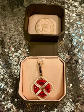 NIB Juicy Couture Red Enamel Life Ring Charm with Gold Accents